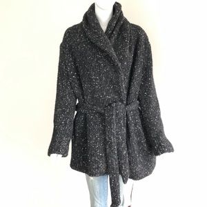 CLUB MONACO Coryn Tweed Style Wrap Waist Tie Coat